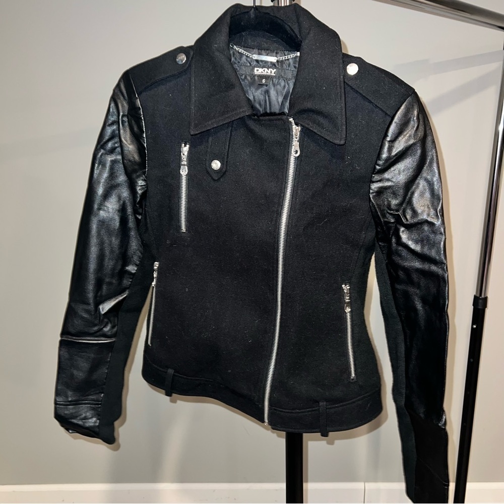 003 DKNY faux leather coat
